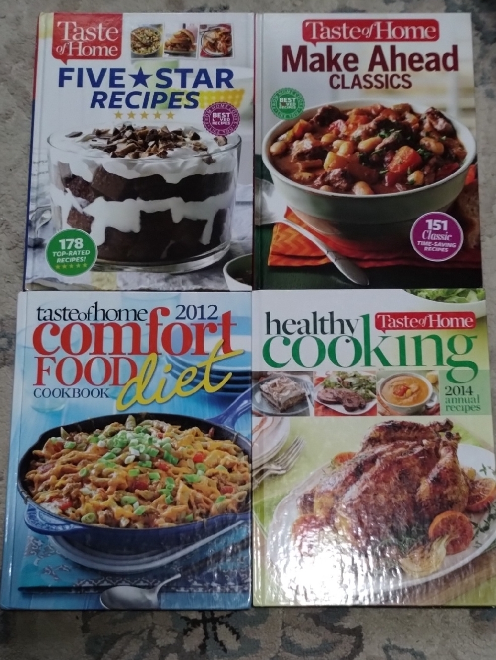 Taste of Home Cookbook Set with White, Red, Blue & Green Covers